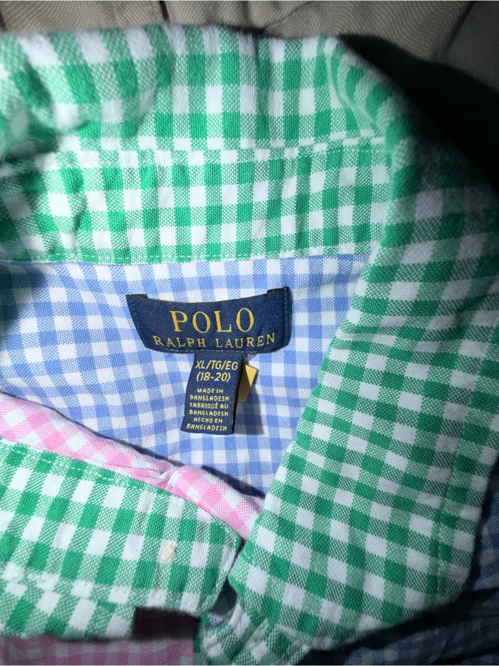 Polo by Ralph Lauren Blue Plaid Shirt with Yellow Logo - Picture 6 of 8